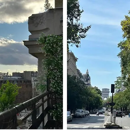 Eiffel Tower View Arc Triomphe Champs Elysees Area Paris